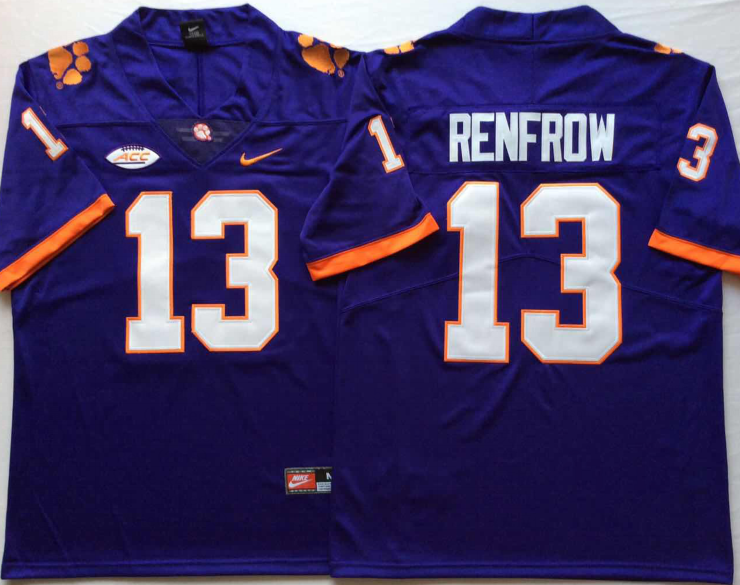 NCAA Men Clemson Tigers Purple #13 RENFROW->ncaa teams->NCAA Jersey